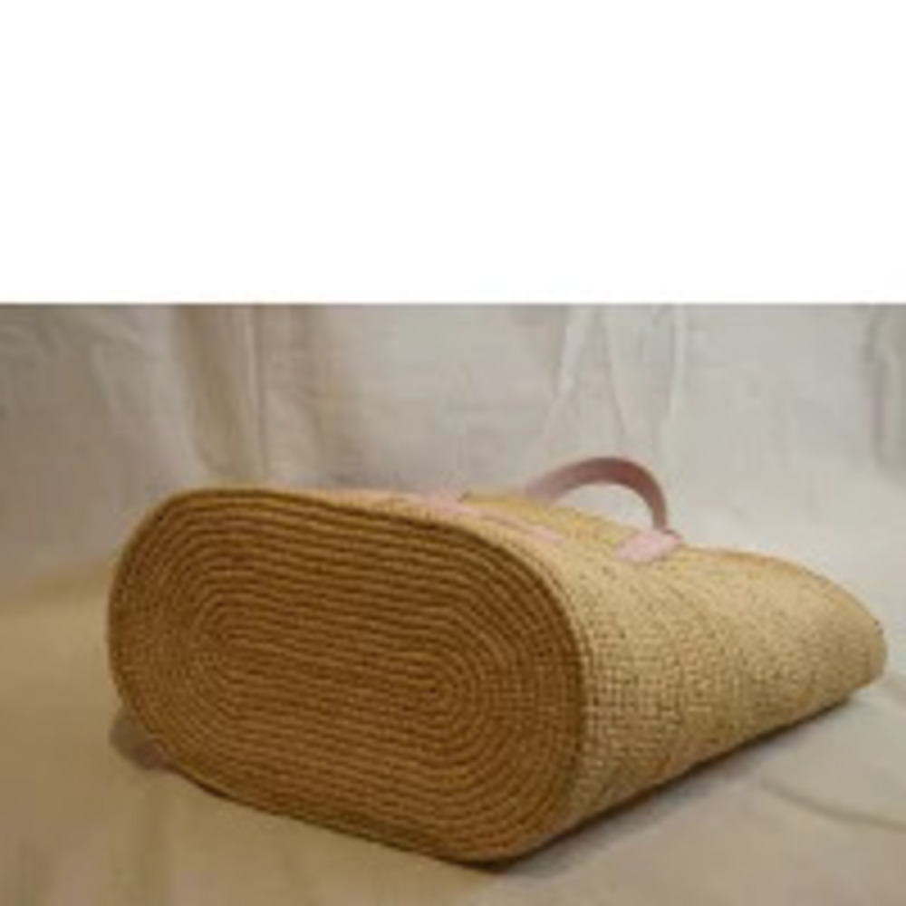 CELINE Triomphe Panier Raffia Basket Bag Pink AB - Picture 3 of 6